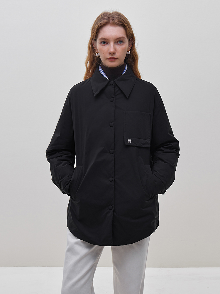 FSLE オフィスレディファッショナブルな暖かいカレッジスタイルシャツダウンジャケット女性の冬の新カジュアルルーズ女性シャツ 23FS14121