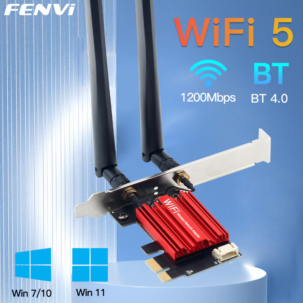FENVI WiFi 5 PCI-E Wireless-Adapter Netzwerkkarte AC1200 Dual Band 2,4 G/5 GHz 802.11AC für Bluetooth 4.0 Desktop-Laptop Windows 10