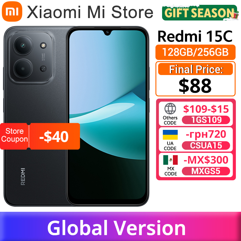 【Brand+】Xiaomi Redmi 15C Global Version 50MP main camera 120Hz 6.9" Dot Drop display 33W charging MediaTek Helio G81-Ultra