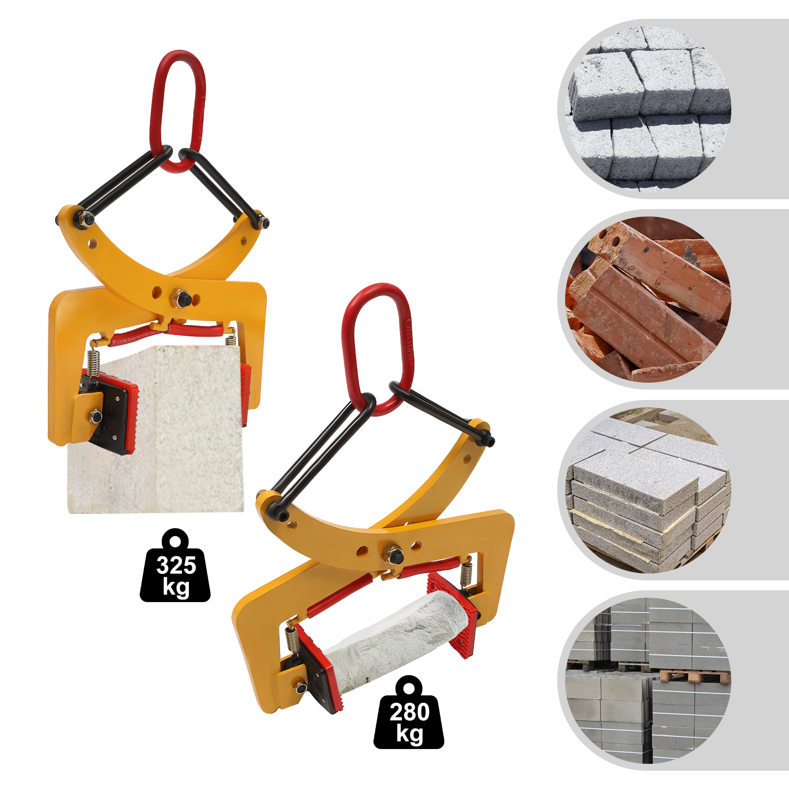 Alicate Stone Gripper para Elevação Transporte, Alicates Offsetting, Tijolo Com Anéis Extremidade, Pinça De Pedra De Madeira, 8-30cm, 280kg, 6-24cm, 325kg