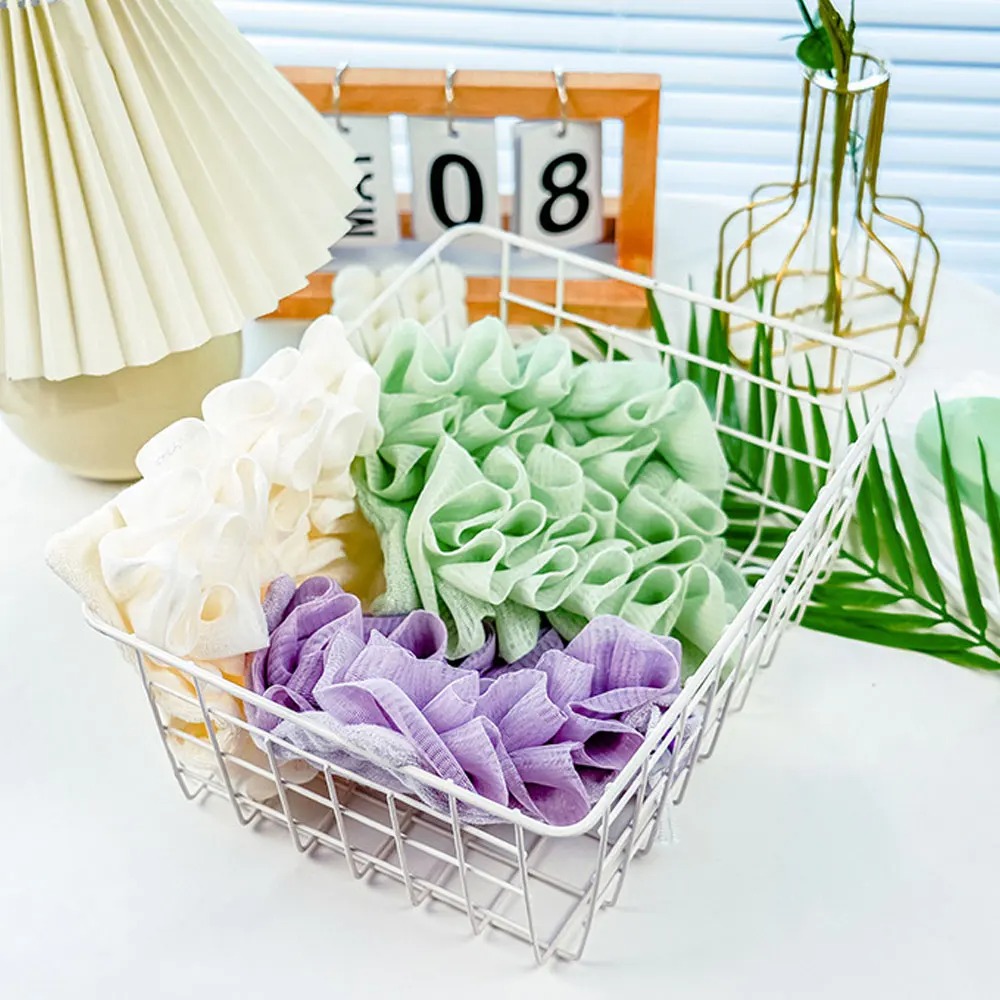 2-In-1 Bath Ball Towel Loofah With Drawstring Closure For Soap Soft Exfoliating Mesh Shower Sponge Body Skin Care Bathing Tools