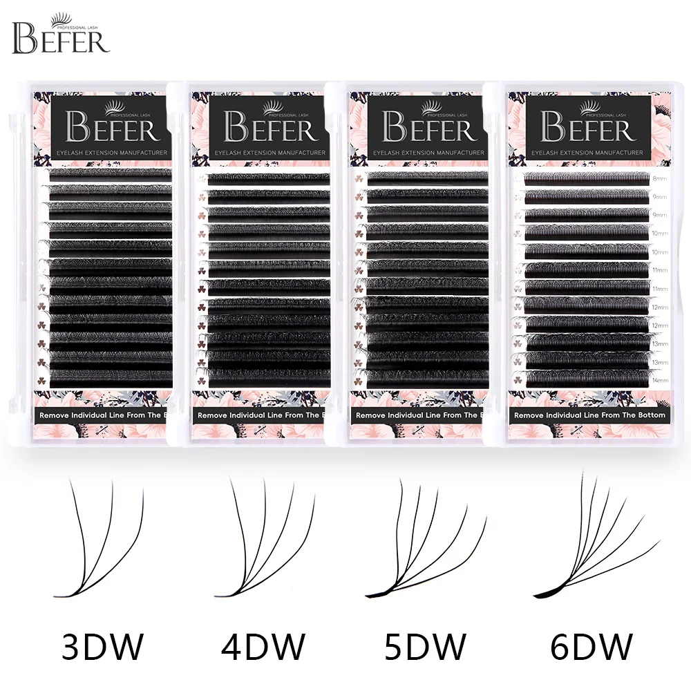 Befer-Extensión de pestañas en forma de W, volumen brasileño 5D, 3D, 4D, 6D, proveedores al por mayor de alta calidad para extensiones de pestañas 5d w lash extensions