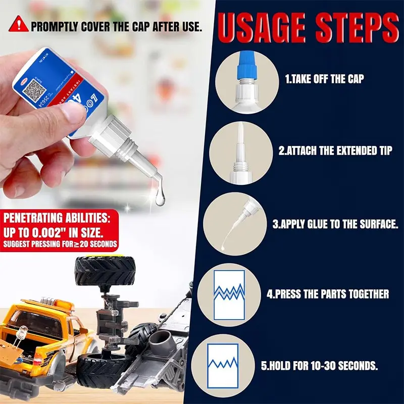 LOOLIFL 406 Instant Glue, Cyanoacrylate, Super Glue, 5 seconds fast drying, for toys crafts shoes paper fast repair,1-3pcs，20ml