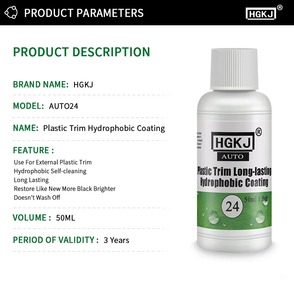 Plastic Restore Revitalizer Plastic Renovator Długotrwała powłoka do gumy samochodowej Refurbish Clean Gloss Black Shine HGKJ 24