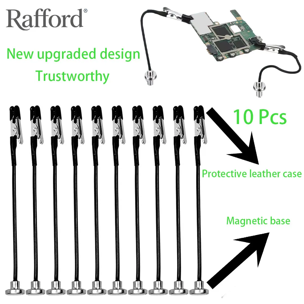 Palitos de clipe de jacaré Rafford 10 unidades |   Pontas de borracha + base magnética, clipes de fio de metal dobráveis para modelagem de hobby e projetos DIY