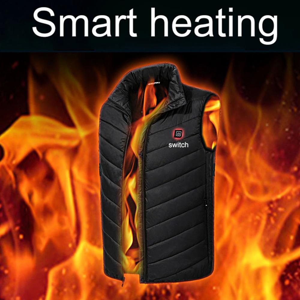 Chaleco térmico de invierno para hombre, chaleco de temperatura constante seguro con USB, chaleco calefactor infrarrojo para exteriores, chaleco de fibra de carbono