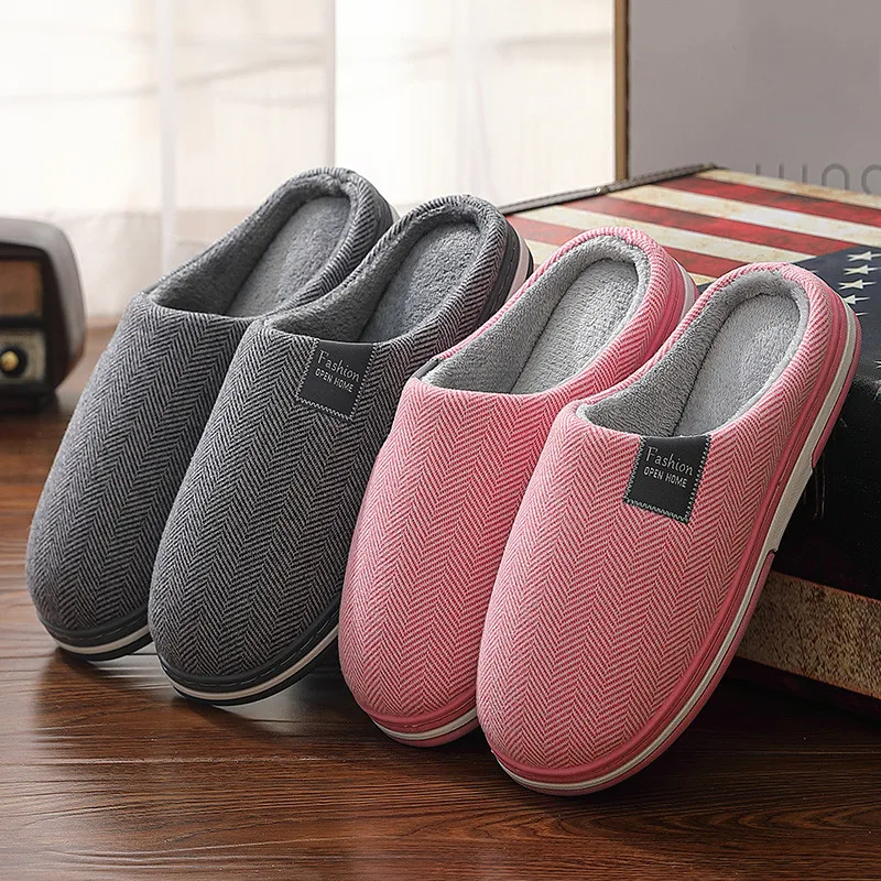Zapatillas de casa cálidas de talla grande 48 49, zapatos informales de invierno para mujer, chanclas suaves, zapatillas de suelo para parejas, zapatos planos antideslizantes para interior y dormitorio
