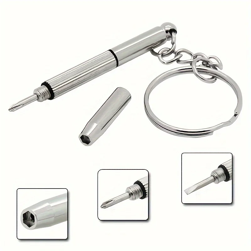 Mini destornilladores para gafas de mano, kits de reparación de gafas 3 en 1, juego de destornilladores multifunción para gafas de sol y reloj con llavero