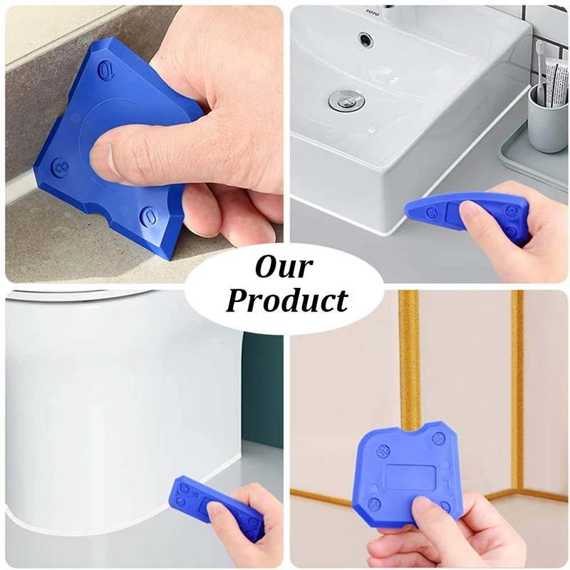 4 pezzi Kit di strumenti per calafataggio sigillante per giunti in Silicone spatola raschietto strumenti per la riparazione dei bordi detergente per bordi delle piastrelle del pavimento