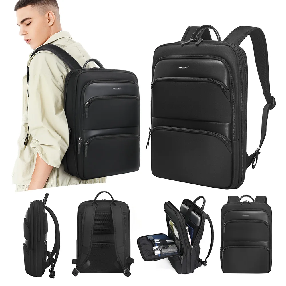 Tigernu Zaino espandibile da uomo Borse sottili da uomo Zaino da viaggio Impermeabile da uomo Zaino per laptop da 15,6 pollici Borsa Mochilas Zaino