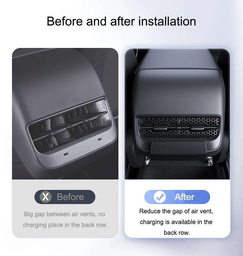 For Tesla Model 3/Y 2021-2023 Rear Air Vent Intelligent Docking Station Type-C PD 27W Fast Charger USB Extender Docking Station