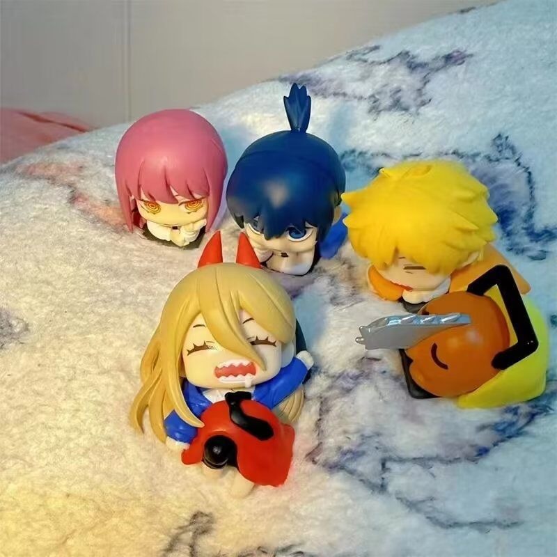 Bonito motosserra homem estatuetas mini denji power makima sleep série estátuas kai hayakawa pochita anime figura decorações para casa