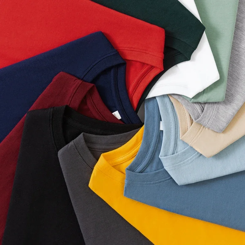 Camiseta de manga larga con cuello redondo de Color sólido para hombre, Top informal transpirable cómodo de algodón para verano en varios colores