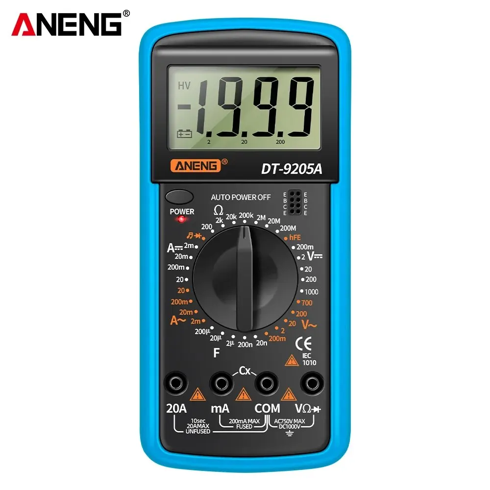 ANENG DT9205A multímetro Digital AC/DC Transistor eléctrico NCV probador medidor Profesional analógico rango automático herramientas Multimetro