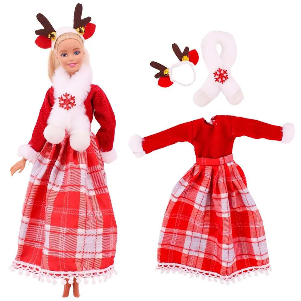 バービー服人形クリスマスドレスアクセサリー、おもちゃ木、サンタクロースセットのための11.8インチ、30センチメートルケン服、女の子の誕生日プレゼント