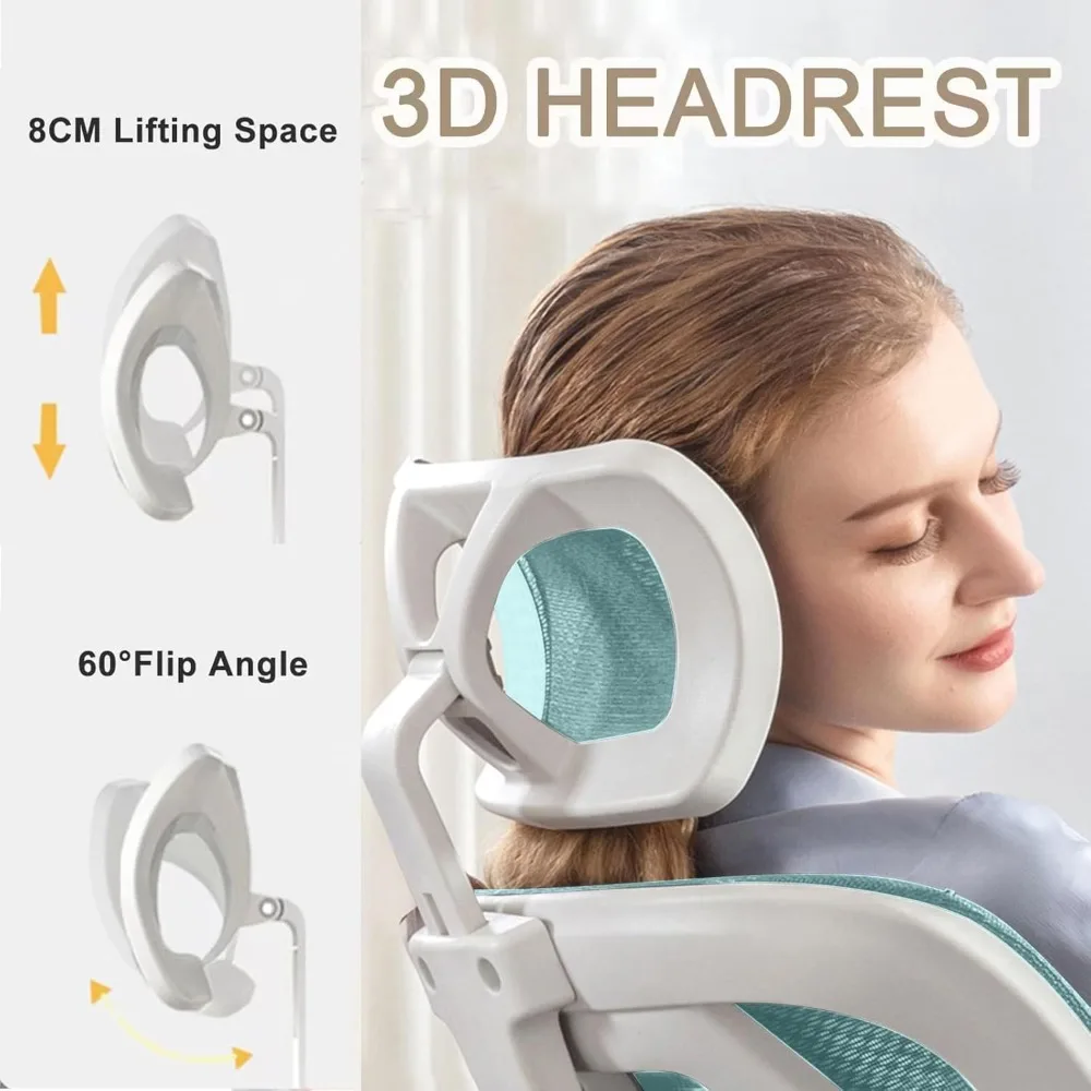 Office Chair Ergonomic Desk Chair with Lumbar Support Adjustable Headrest 3D Armrest and Lumbar Support for Home Office Chair