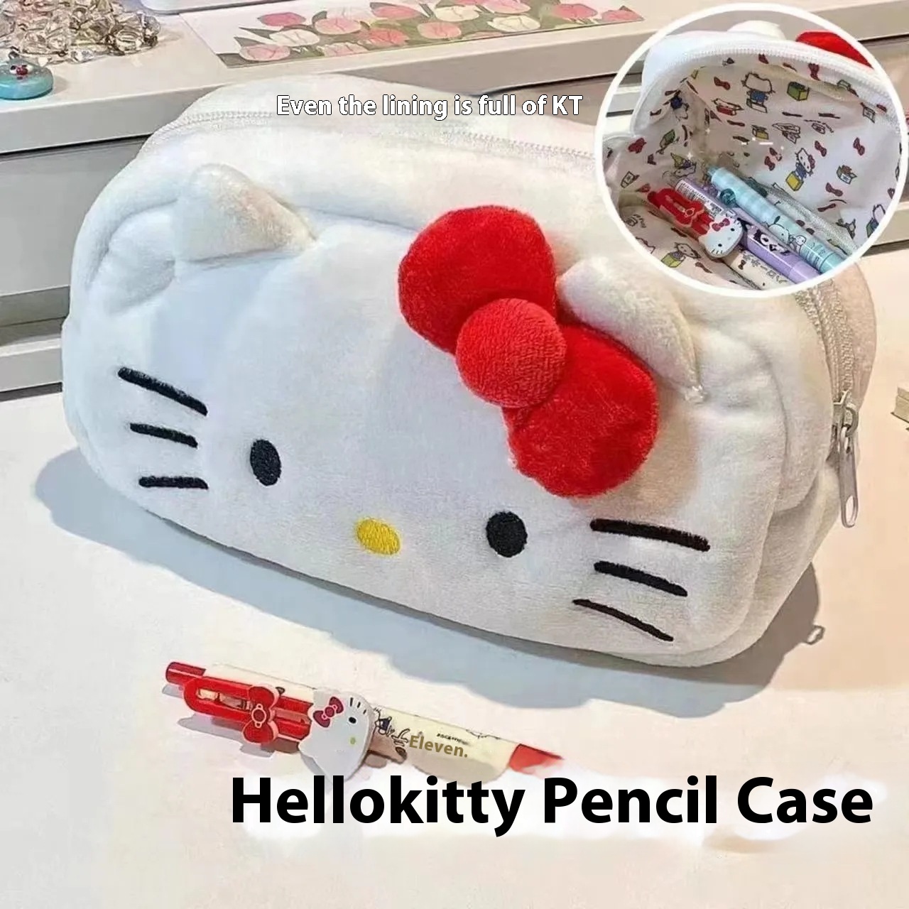 Heißer Verkauf Sanrio Kitty Stift Fall Ins Japanischen Cartoon Schreibwaren Weibliche Student Große Kapazität Bleistift Fall Hohe Schönheit Make-Up Tasche