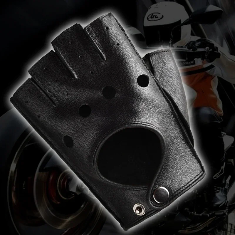 남성용 핑거리스 하프 핑거 드라이빙 피트니스 오토바이, 사이클링 염소 가죽 장갑, PU 가죽 장갑, 신제품