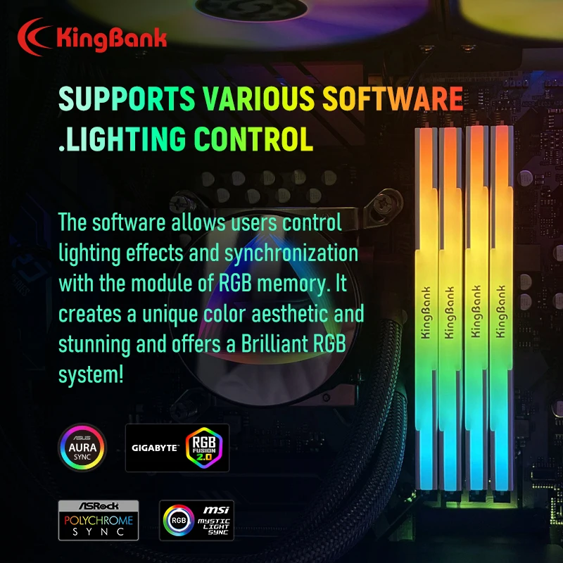 KingBank memoria ram RGB RAM ddr5 24GBx2 48GB 24GB 6800MHz Hynix M die ddr5 ram 1.4V dual-channel DIMM desktop memory ram