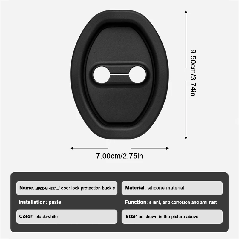 Seametal 4 pçs silicone fechadura da porta do carro fivela capa de proteção elástica anti-colisão almofada absorvente de choque mudo almofada de buffer