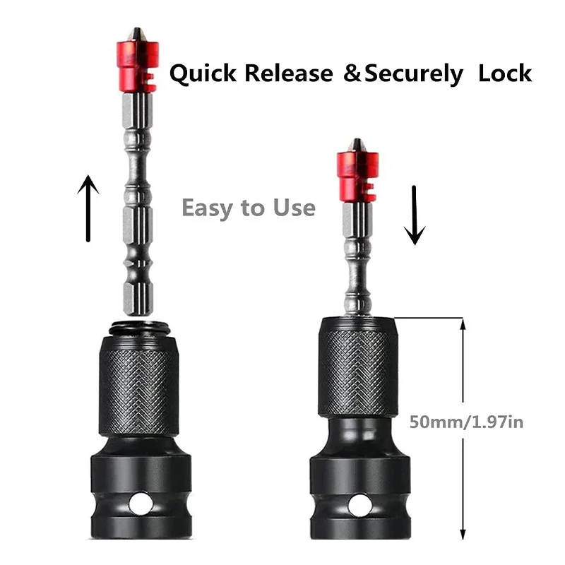 SenNan 1pcs 1/2 Inch Square Drive to 1/4 Inch Hex Socket Adapter Converter Chuck Adapter for Impact Air and Electric Wrench