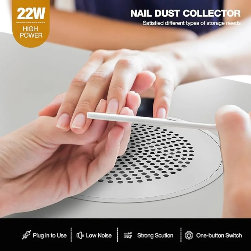 Nail table with shelf, L-shaped nail table stand with electric ventilation vent, foldable nail armrest