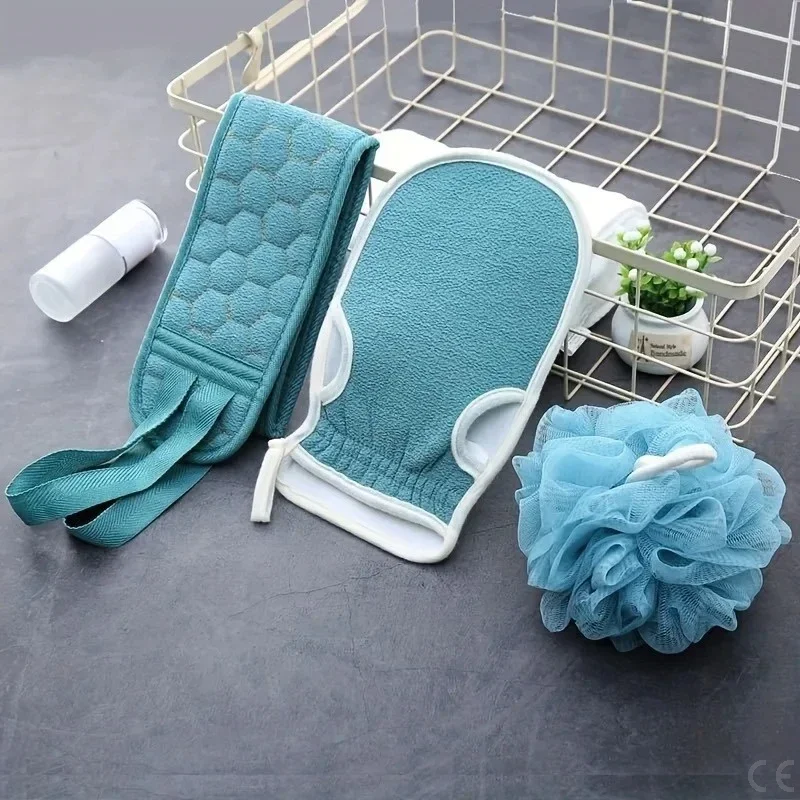 3-delige exfoliërende badset - zachte Loofah en zachte handschoenwashandje voor bodyscrub, spa-benodigdheden |   Eco-vriendelijk veganistisch