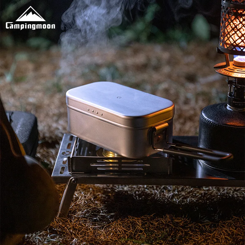 CAMPINGMOON Fiambrera portátil de óxido de aluminio, fiambrera de camping para picnic al aire libre calentada con llama abierta, fiambrera de aluminio