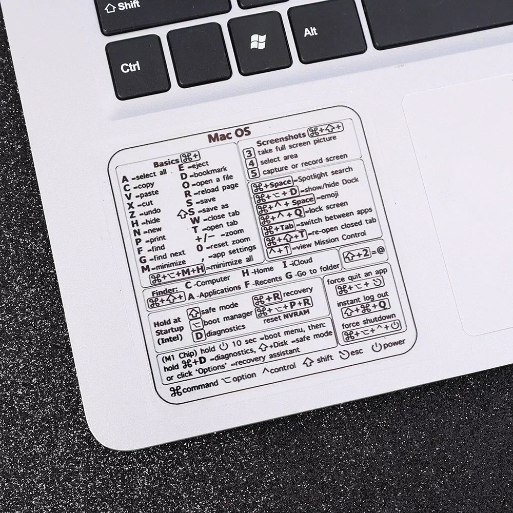 แล็ปท็อปแป้นพิมพ์อ้างอิงสติกเกอร์ทางลัดสําหรับ MacBook Air Pro โปร่งใสกันน้ํา Quick Reference Guide สติกเกอร์สําหรับ Windows