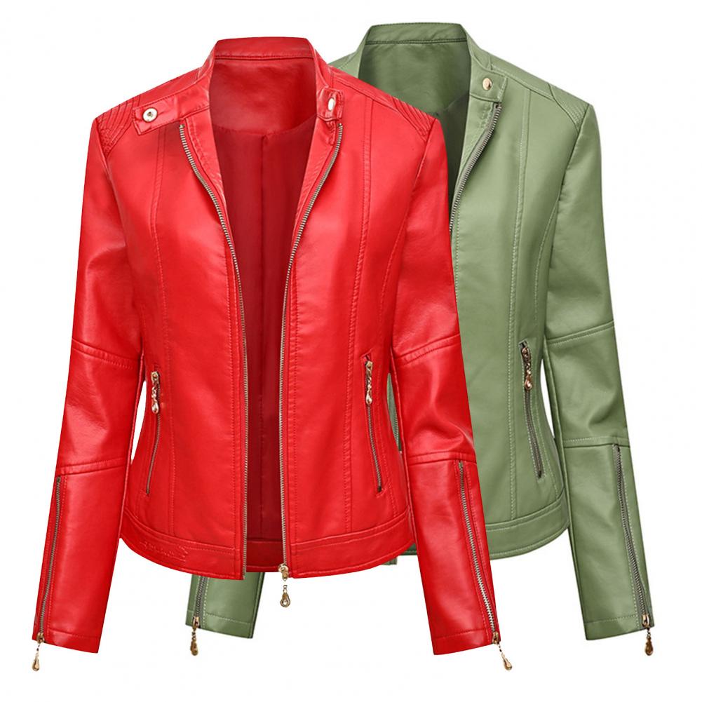 Stylish Spring Coat  Cool Turn-down Collar Autumn Jacket  Skin-friendly Biker Jacket