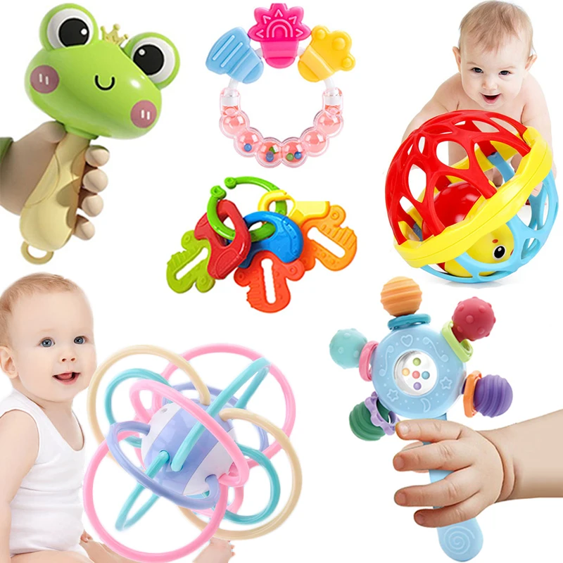 Giocattoli per sonaglio per lo sviluppo del bambino 0 6 12 mesi Sonaglio sensoriale per bambini Giocattoli educativi per bambini Giocattoli morbidi per la dentizione Giochi per neonati 1 anno