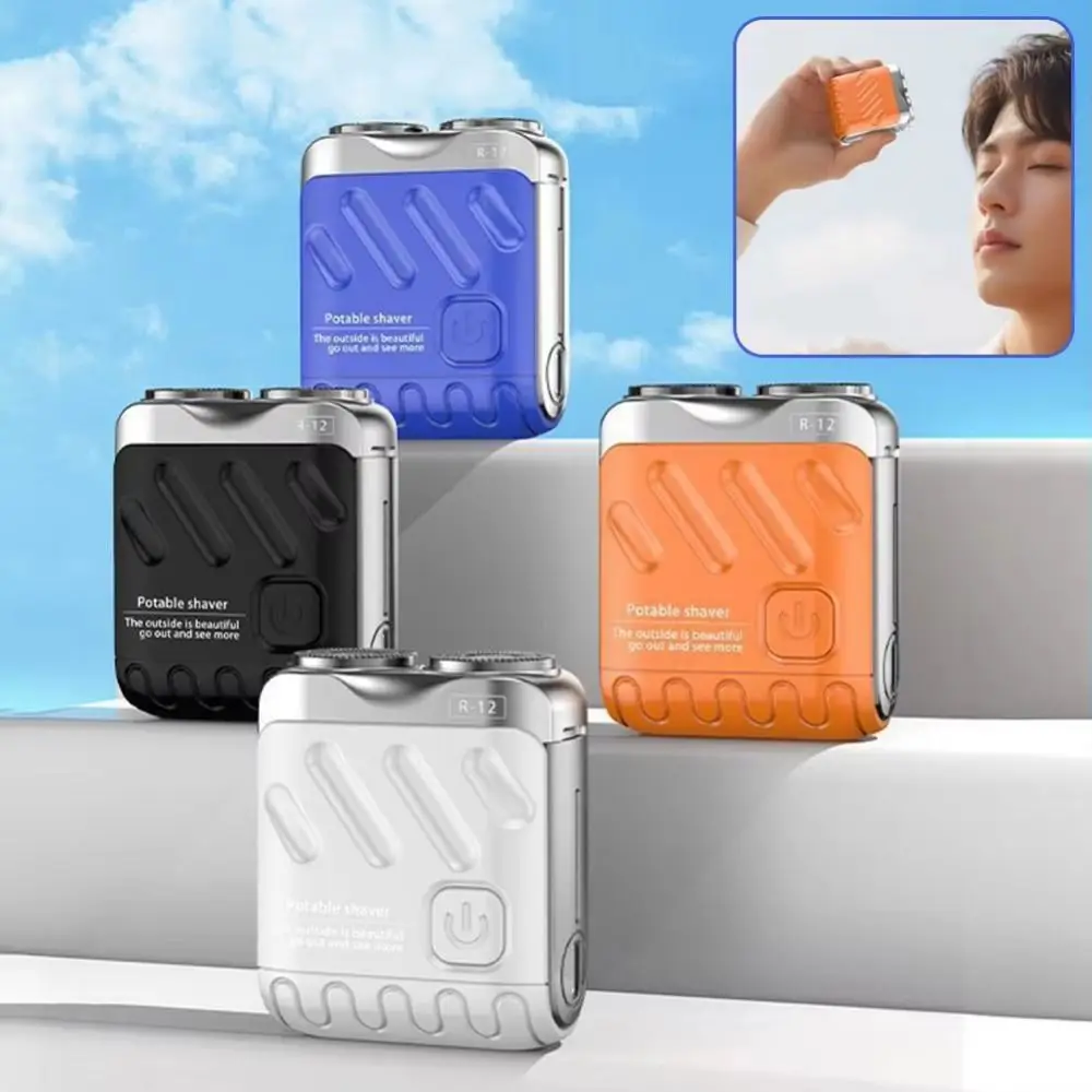 Mini Afeitadora eléctrica compacta para hombre, afeitadora rotativa portátil magnética de doble cabezal, resistente al agua, recortadora de barba de 9000 revoluciones para papá
