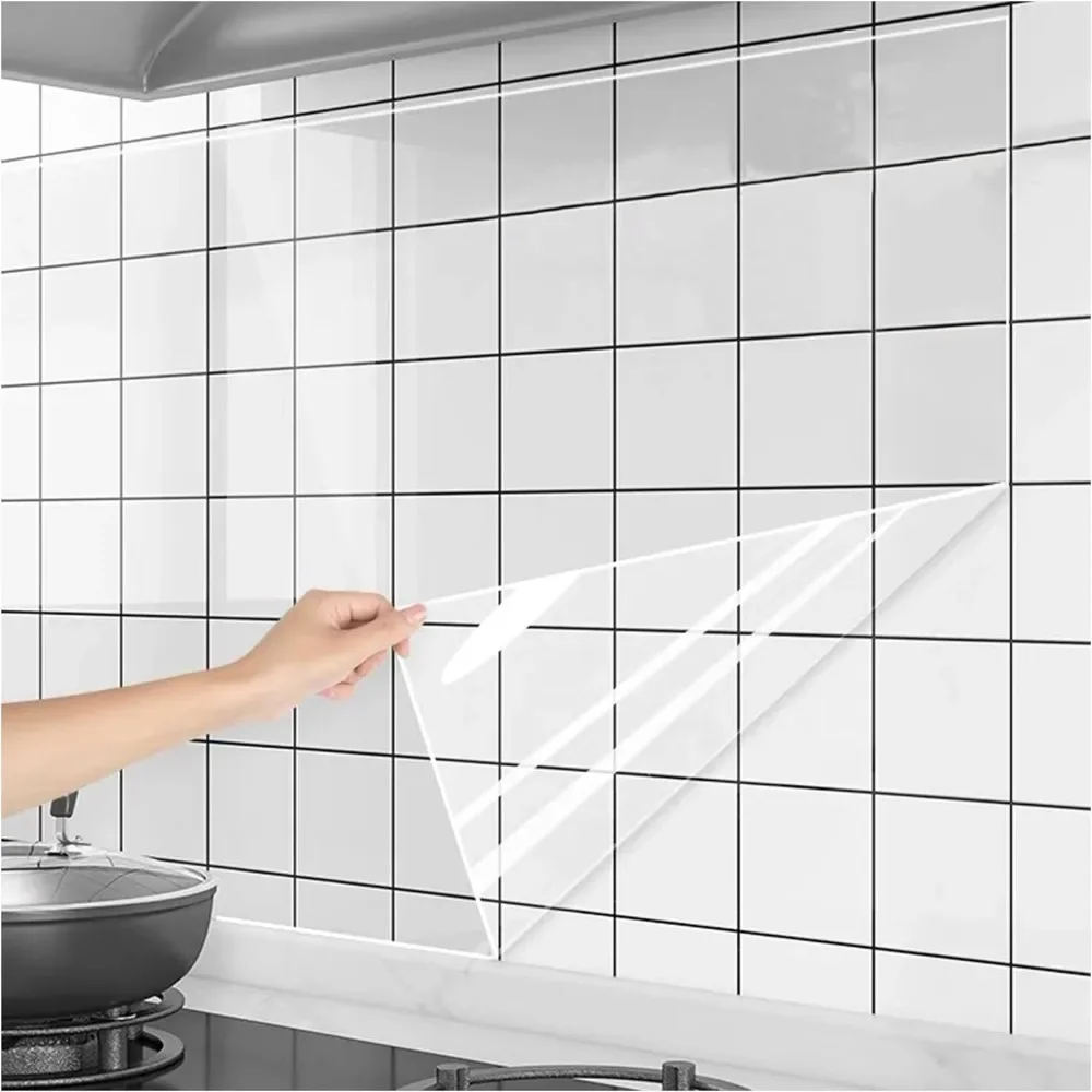 Película protectora de pared para cocina, pegatina de pared a prueba de aceite, papel tapiz autoadhesivo resistente al calor, decoración impermeable para armario y estufa