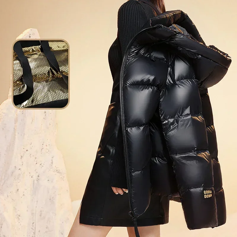 Chaqueta de plumón de invierno para hombre, abrigo informal cómodo a prueba de viento, impermeable, con capucha de plumas de ganso, ropa de marca con estampado de letras a la moda para hombre