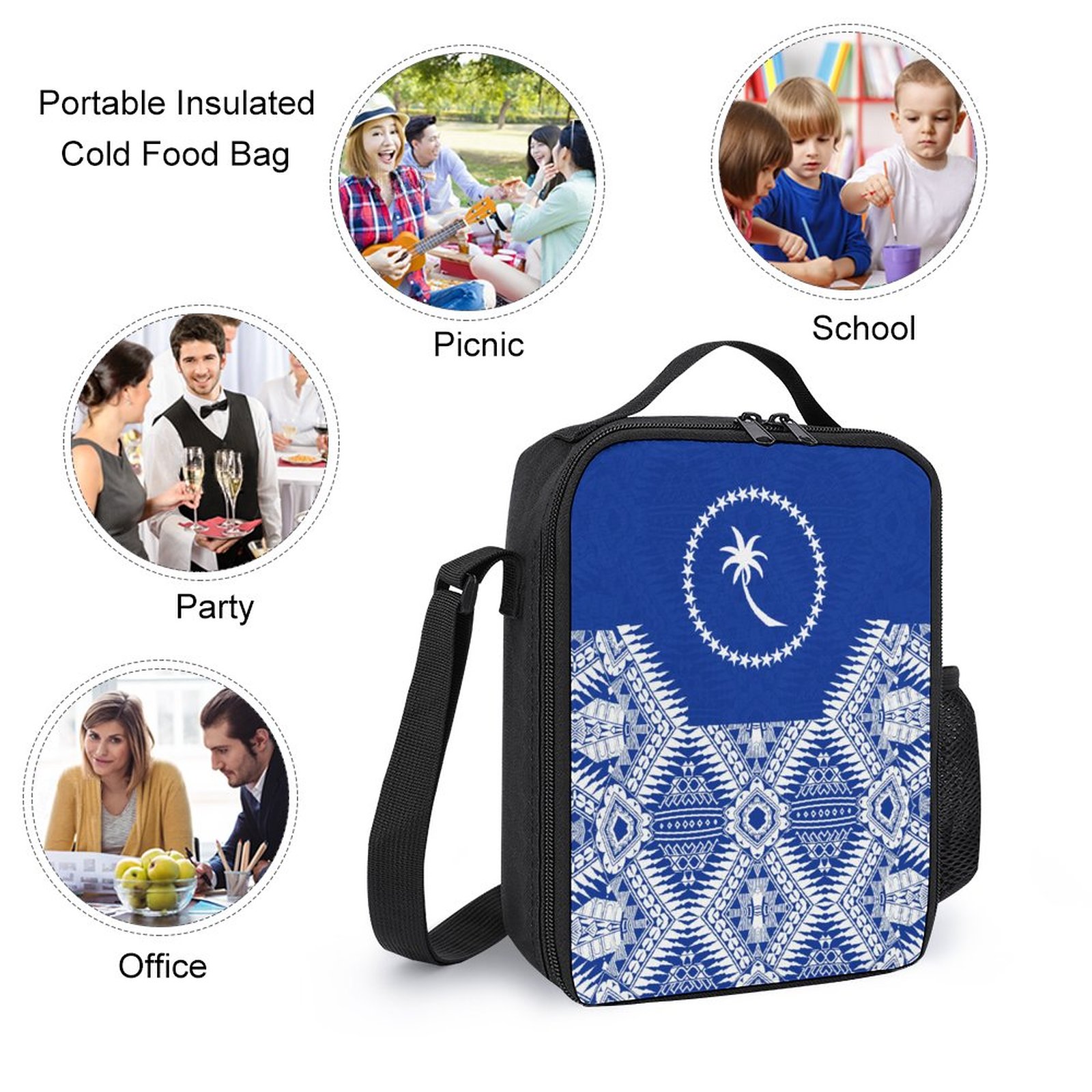 Customized Three Piece Polynesian Vintage Tribal Ethnic Style Backpack Lunch Bag Pencil Box School Camping Essential Travel Bag