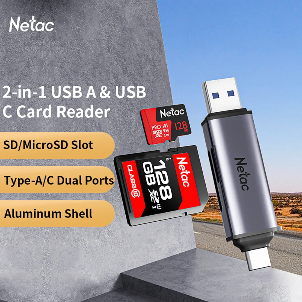 Netac เครื่องอ่านการ์ดความเร็วสูง All-in-one TF SD การ์ดหน่วยความจํา USB3.0 Multi-function Converter คอมพิวเตอร์/Type-C โทรศัพท์แท็บเล็ตทั่วไป