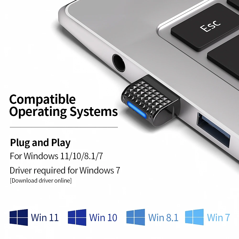 USB-адаптер Bluetooth 5.4 Bluetooth-приемник и передатчик USB 5.4 Dongle для Bluetooth-клавиатуры/мыши/наушников/динамика/принтера