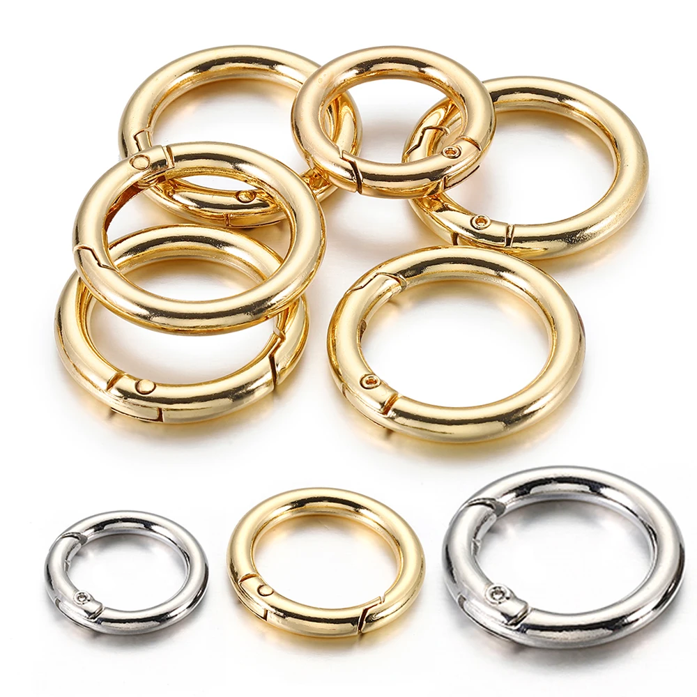 10 uds/5 uds llavero con cierre de resorte anillo KC Color dorado mosquetón redondo que se puede abrir gancho hebilla bolsa cadena para llave fabricación de joyería DIY