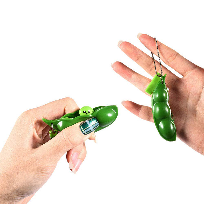 Peapod Fidget Toy – porte-clés à presser un haricot, pois Edamame, Extrusion de soja, sensation Tactile, accessoire de pression de libération, 2 pièces