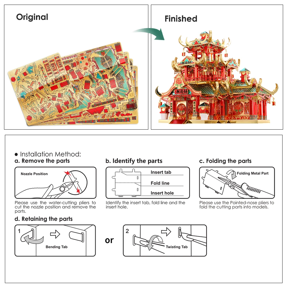 Piececool 3D Kim Loại Xếp Hình Cho Người Lớn Trung Quốc Phong Cách Xây Dựng Bộ Dụng Cụ Tự Làm Mô Hình Cho Bé Ghép Hình Đồ Chơi