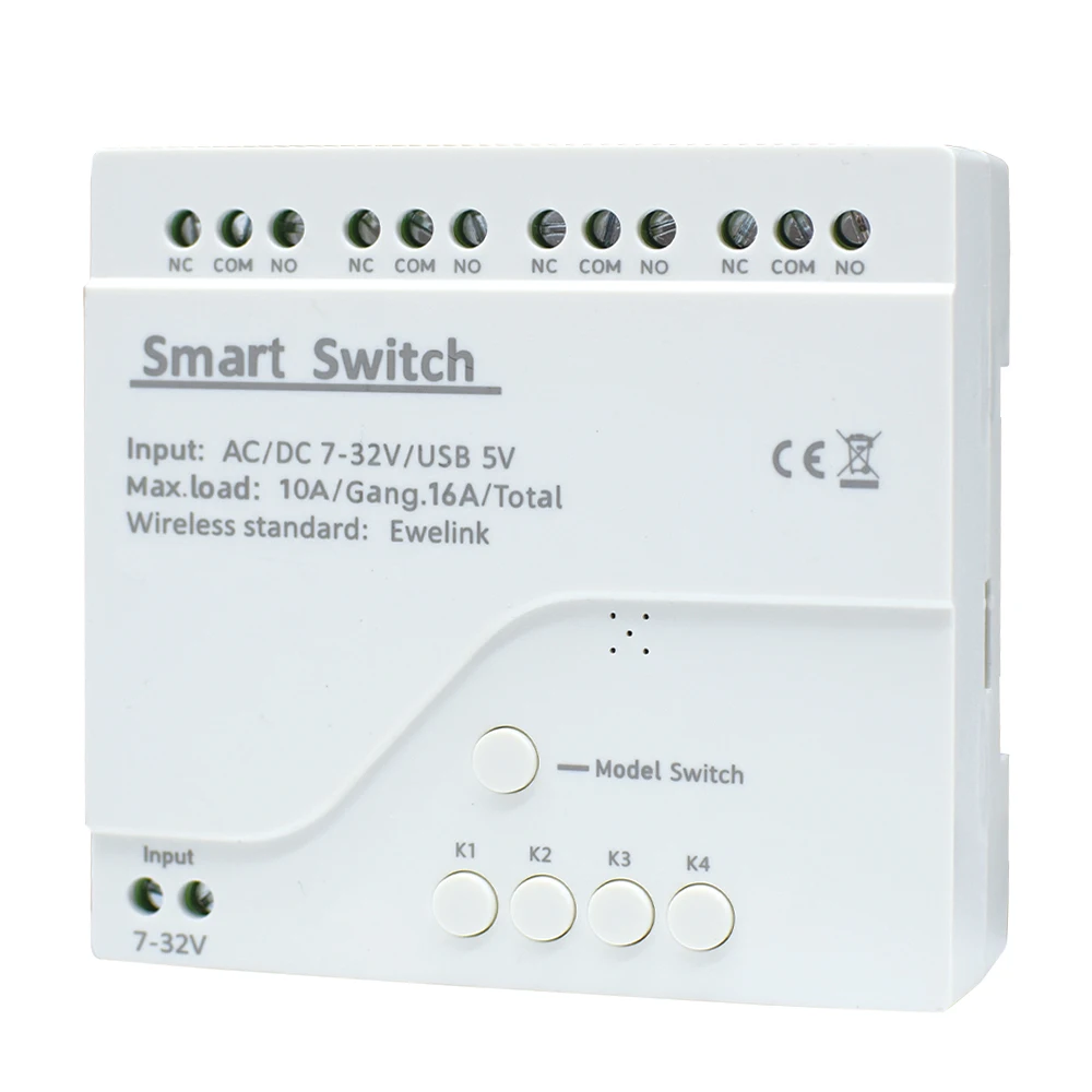 Ewelink-disyuntor de interruptor de Radio, 4 canales, AC/DC, 7-32V, 85-250V, USB, 5V, 4 canales, interruptor de Control remoto inteligente, módulo de relé WIFI