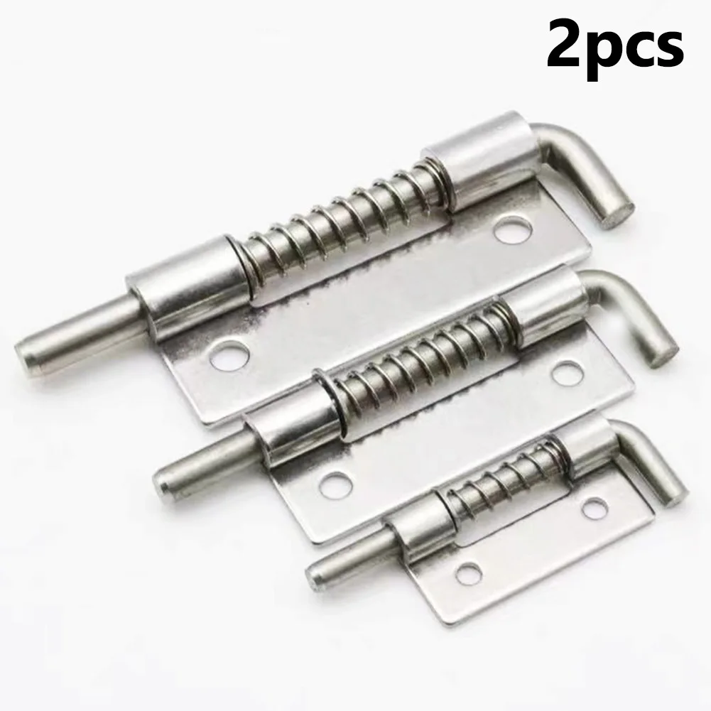 2PCS Spring Loaded Latch Pin 304 Stainless Steel Silver Window Cabinet Hinges Security Door Bolt Latch For Household Hardware