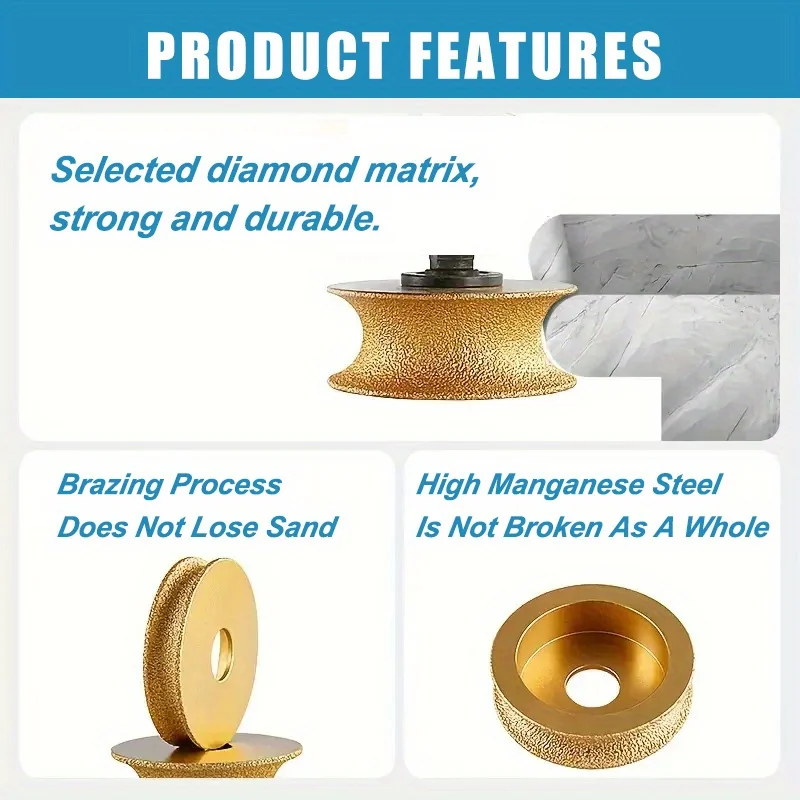 1pc 건식 진공 Brazed 다이아몬드 라운드 연마 휠 타일 석영 대리석 화강암 돌에 대 한 20mm 보어 직경 세라믹 가장자리 휠