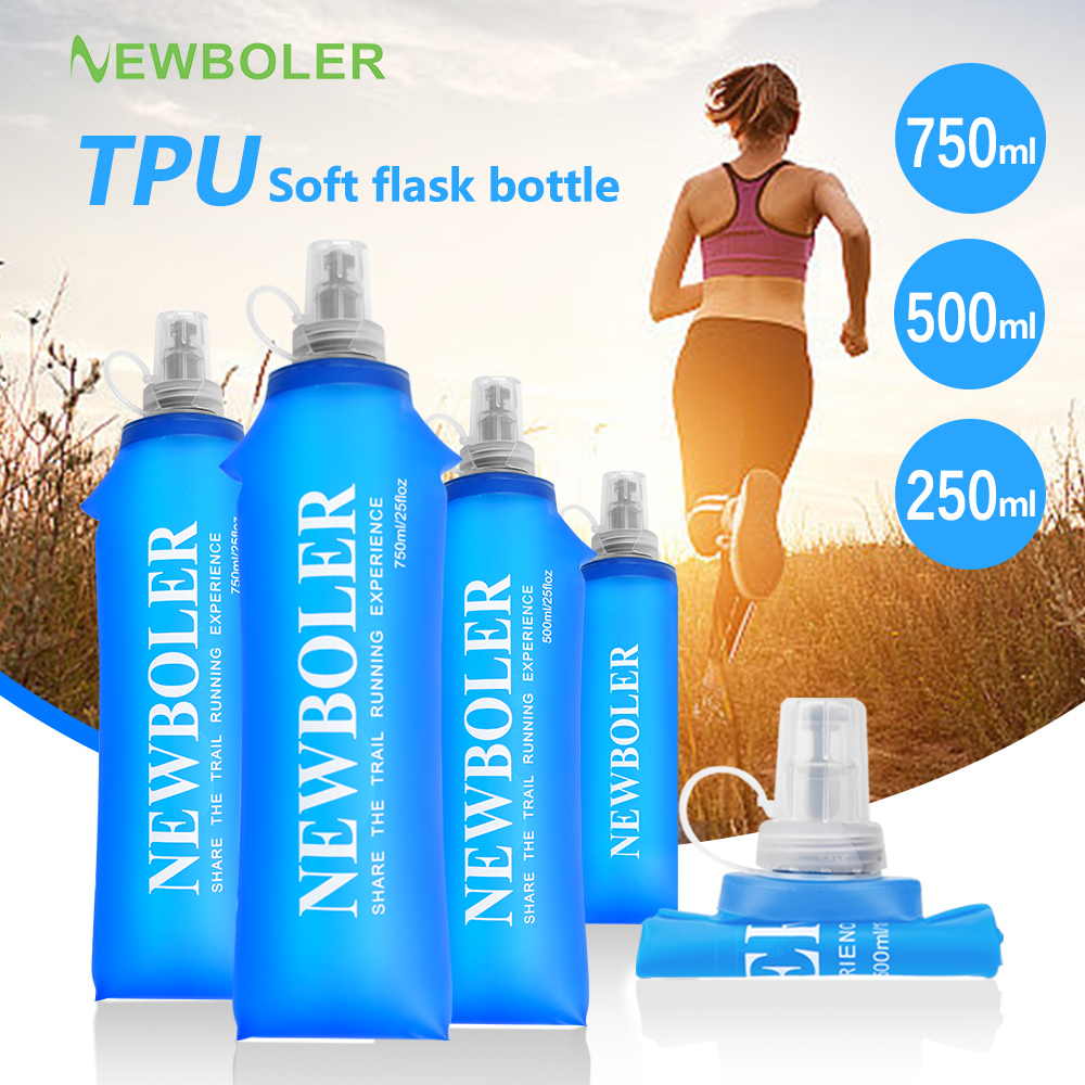 TPU 접이식 소프트 플라스크 물병, 스포츠 물병 가방, 접이식 물병, 러닝 캠핑 하이킹, 750ml