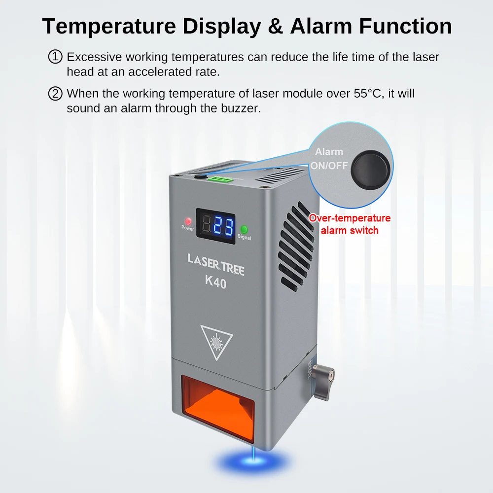 LASER TREE 40W Laser Module with Air Assist 8pcs Diodes 450nm TTL Blue Light Laser Head for Laser Engraver Cutter Tools