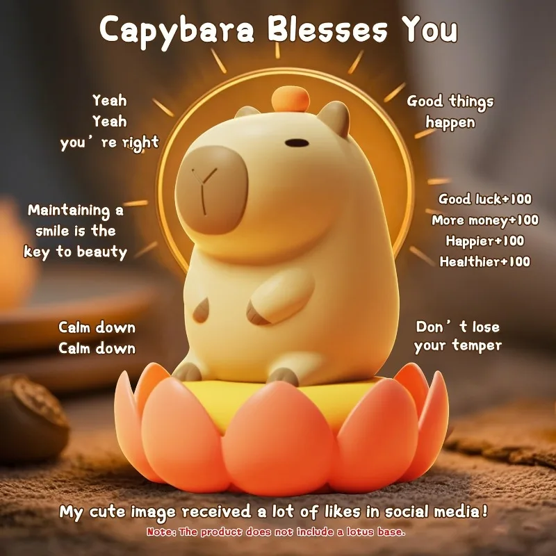 Moderne Capybara-Nachtlichtlampe mit Tiermotiv und Touch-Control-Timer-Funktion, wiederaufladbar über USB, für verschiedene Räume, perfektes Geschenk
