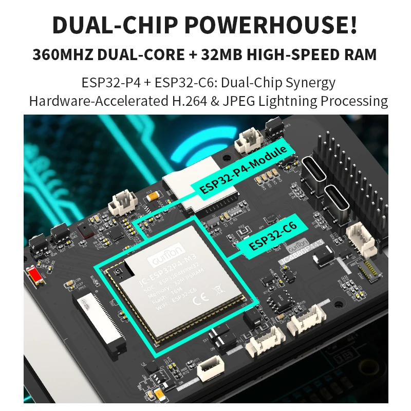 4,3-inch 480*800 IPS capacitieve touch ESP32P4 ontwikkelbord ESP32-C6 ontwikkelbord met shell en camera