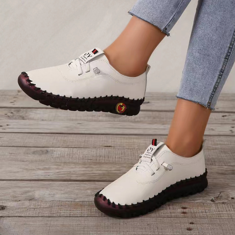 Zapatos vulcanizados para mujer Zapatos casuales de cuero Pu Zapatos planos suaves y cómodos
