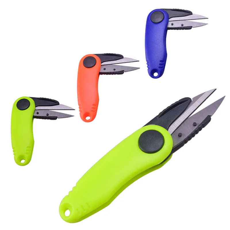 Cortadora de hilo de pescar plegable portátil, tijeras de pesca, cortadores de hilo, tijeras de pesca de acero inoxidable, aparejos de pesca