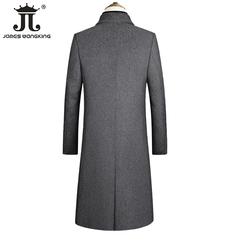 2024 Herbst und Winter Boutique Woolen Schwarz Grau Klassisch Einfarbig Dicke Warme Herren Extra Lange Wolle Trenchcoat Männliche Jacke
